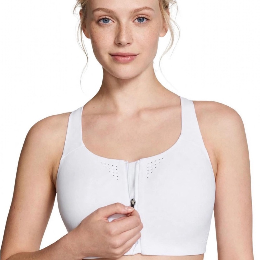 Victoria's Secret White Front-Zip Comfort Sports Bra 32DDD